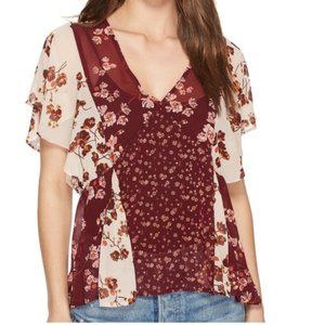 Lucky Brand Floral Flutter Sleeve top